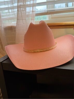 Kids Pink Cowboy Hat with Gold Trim